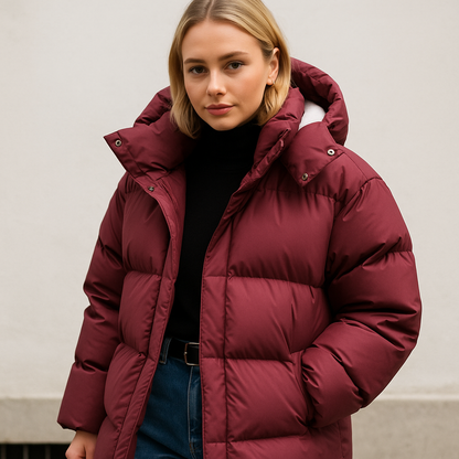 Damen Wintermantel Gepolstert Elegant Schnitt