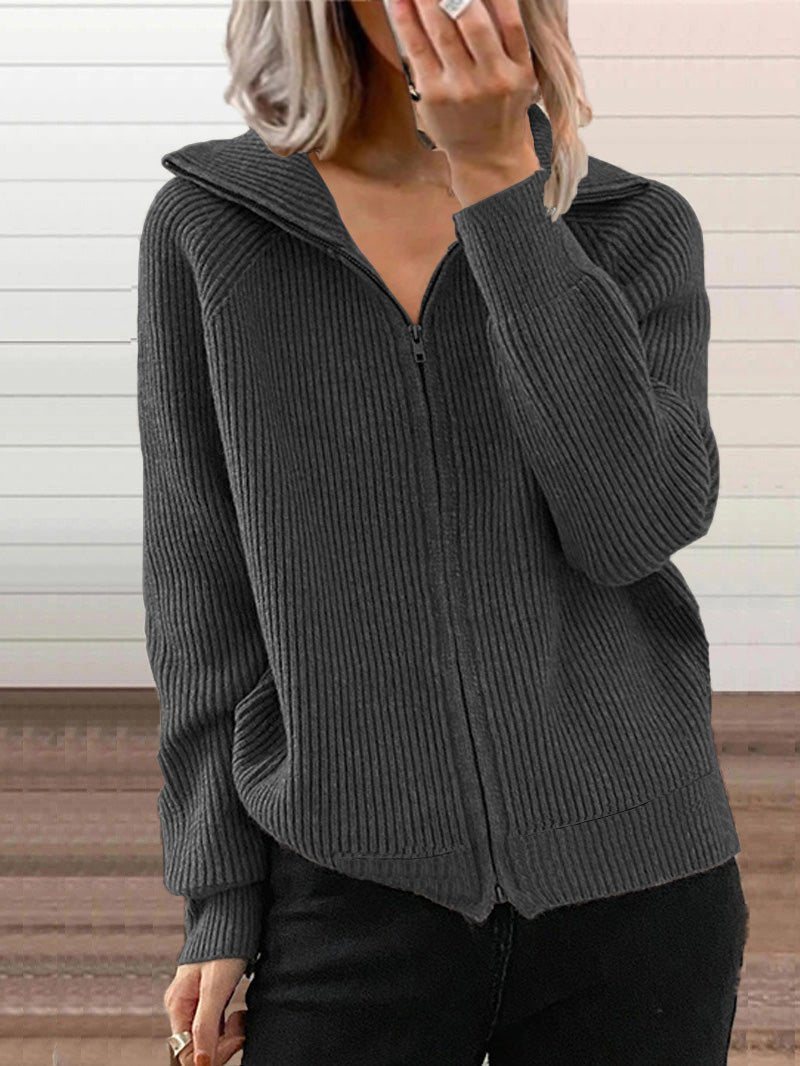 Warme Strickjacke Dicke Baumwolle Reißverschluss