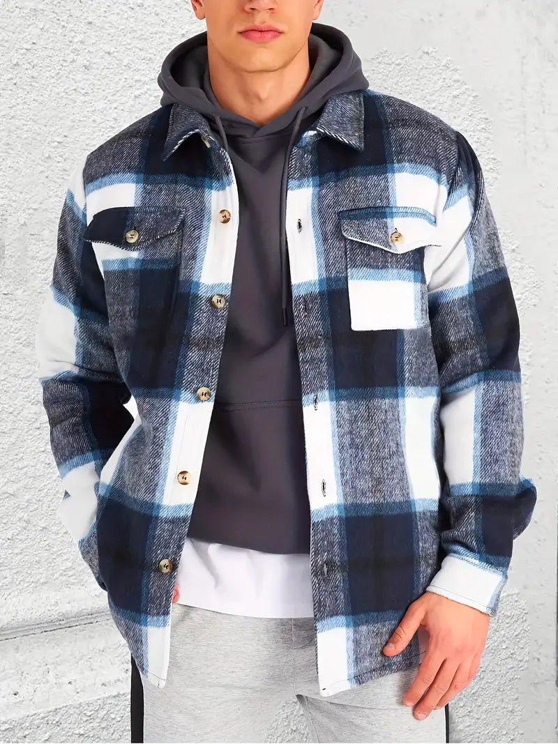 Herren Langarmjacke Karo Muster Modern