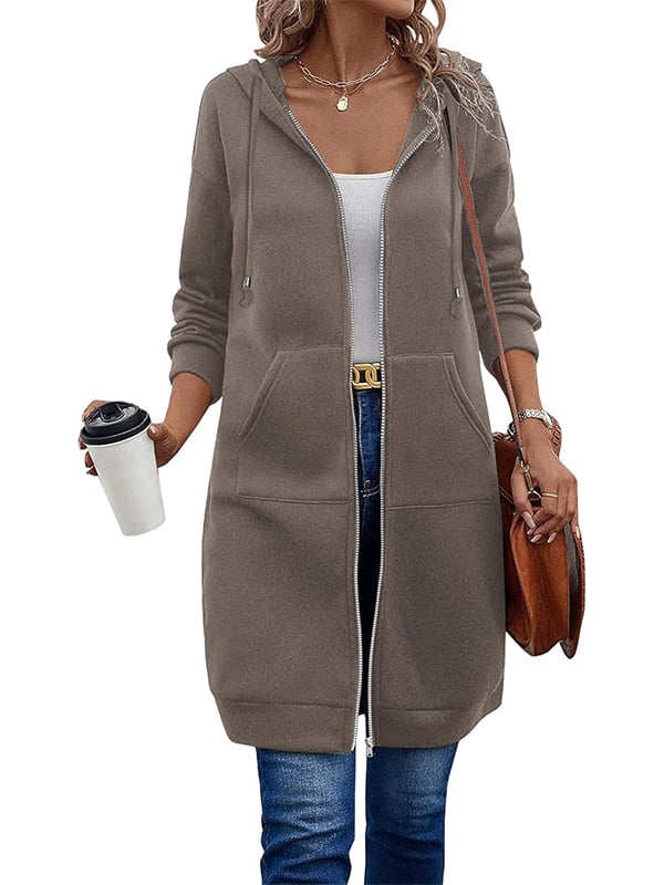 Langarm Kapuzenjacke Damen Reißverschluss