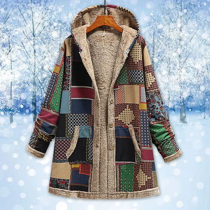 Fleecejacke Damen Langer Kapuzenmantel Relaxed Fit