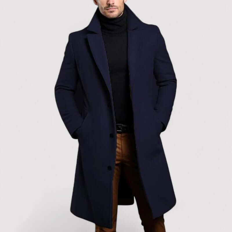 Herren Wintermantel Lang Warm Wollig
