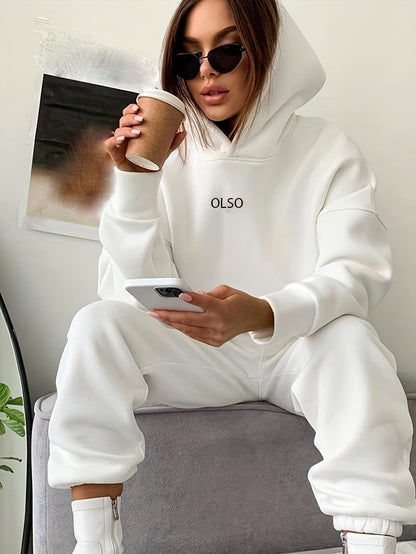 Damen Sportanzug Set: Kapuzenpullover und Jogginghose - IdealeKleiden