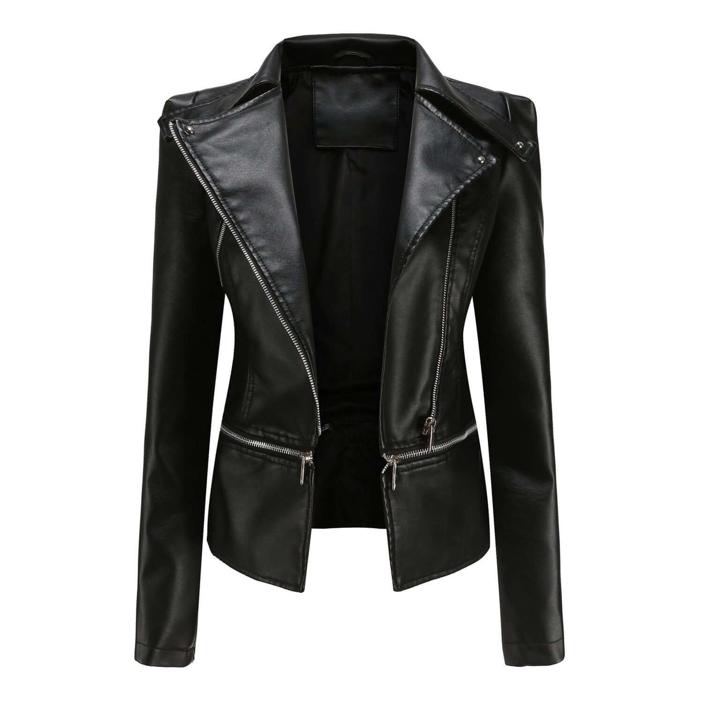 Damen Motorradjacke Slim Fit Kunstleder - IdealeKleiden