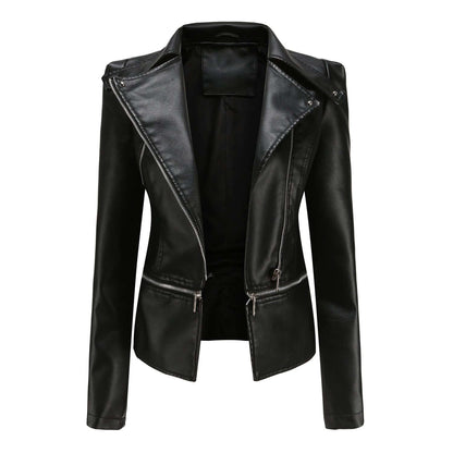Damen Motorradjacke Slim Fit Kunstleder - IdealeKleiden