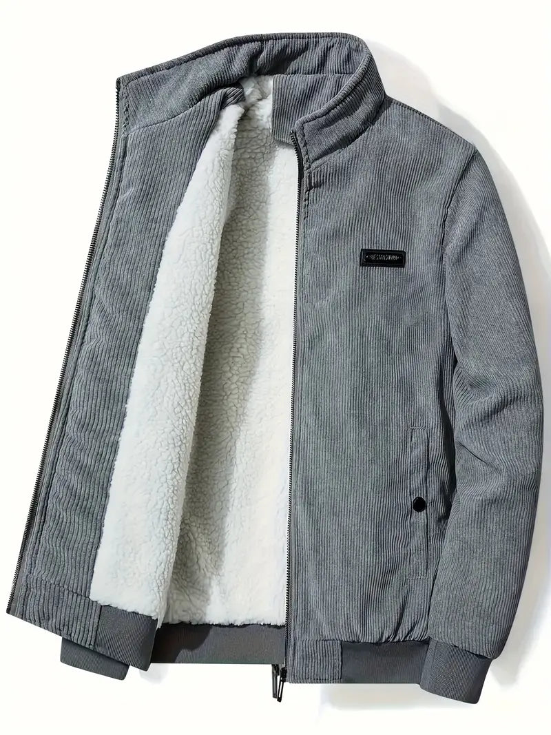 Herren Stehkragenjacke Elegant Schwarz
