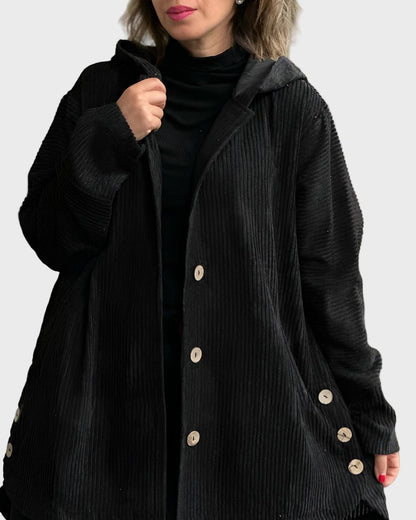 Praktische Winterjacke Kapuze und Knöpfe