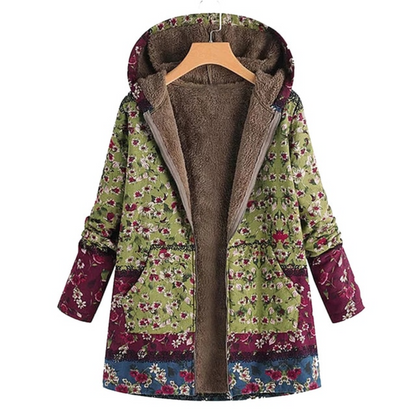 Stilvolle Damenjacke Blumenmuster Warm