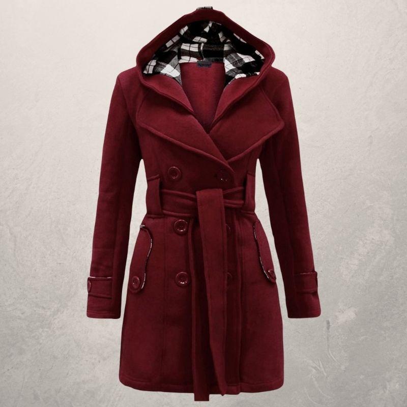 Klassischer Trenchcoat Zweireihig mit Kapuze