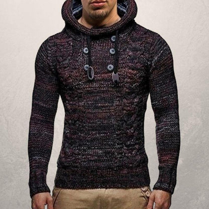 Wollpullover Kapuze Slim Fit Moderne Passform