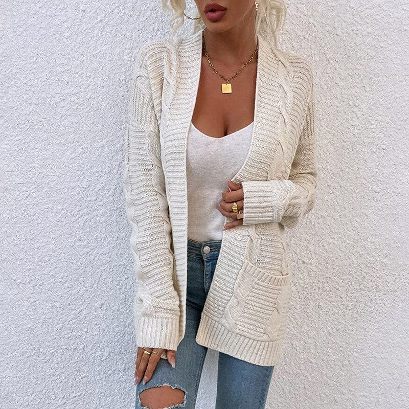 Kuschelige Cardigan Strickjacke Offen Vorne Lockere Passform