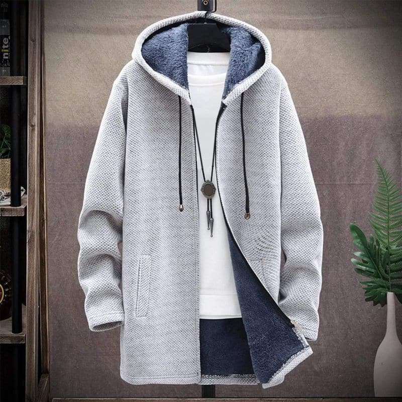 Warme Winterjacke mit Kapuze und Reißverschluss