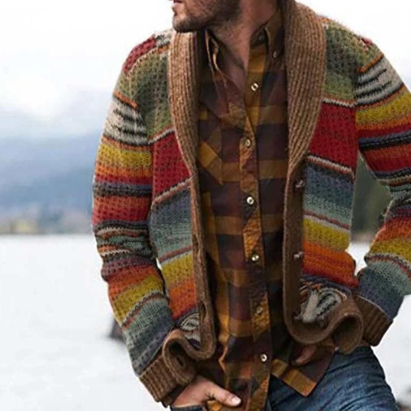 Stylischer Herren Cardigan Streifen Optik - IdealeKleiden