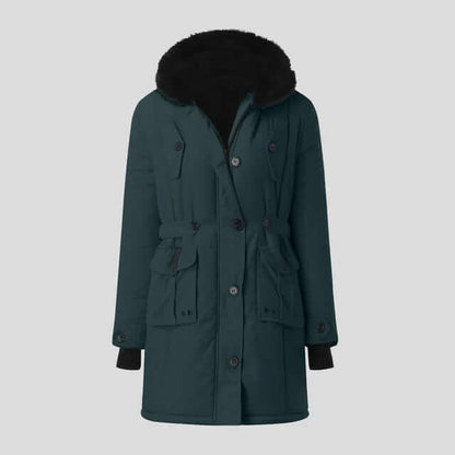 Damen Winterparka Luxus Kunstfell Mantel