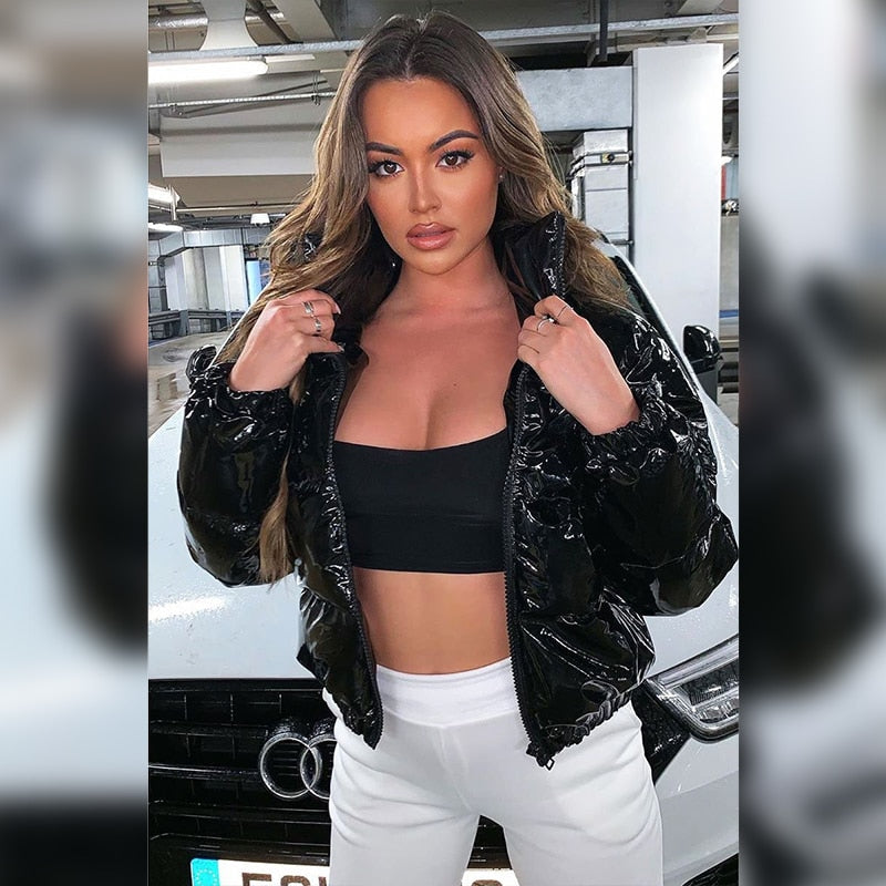 Elegante Damen Lederjacke mit Daunenfüllung - IdealeKleiden