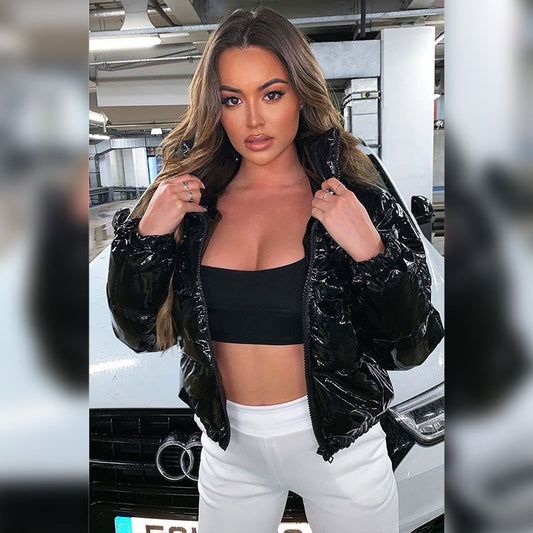 Elegante Damen Lederjacke mit Daunenfüllung - IdealeKleiden