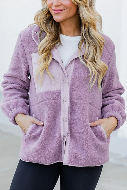 Winterjacke Sherpa Fleece Kontrast Reißverschluss