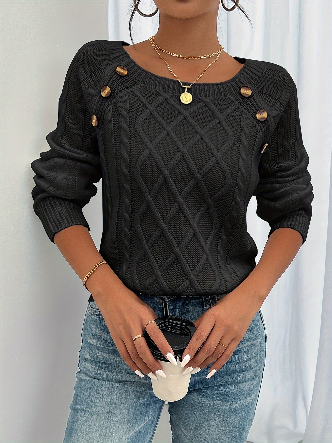 Bequemer Pullover Damen Top Rundhals