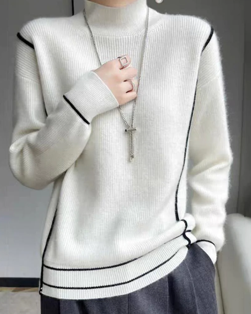 Eleganter Rollkragen Pullover Schlicht Stil