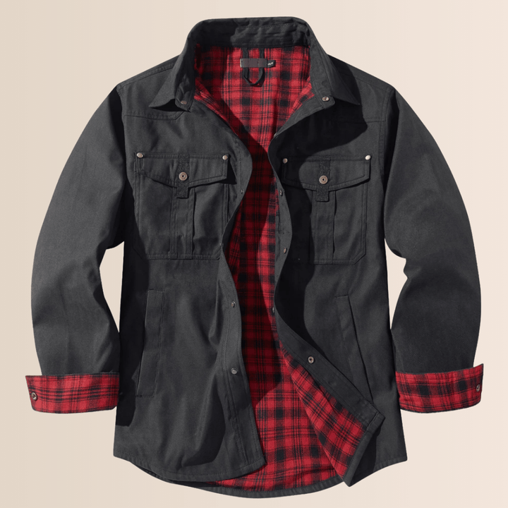 Herren Wintermantel Flanell Karo Optik