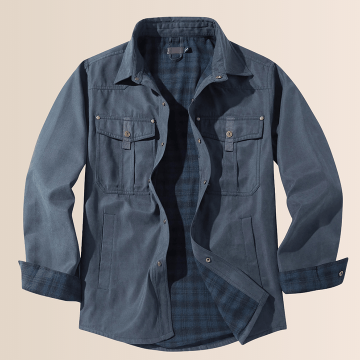 Herren Wintermantel Flanell Karo Optik