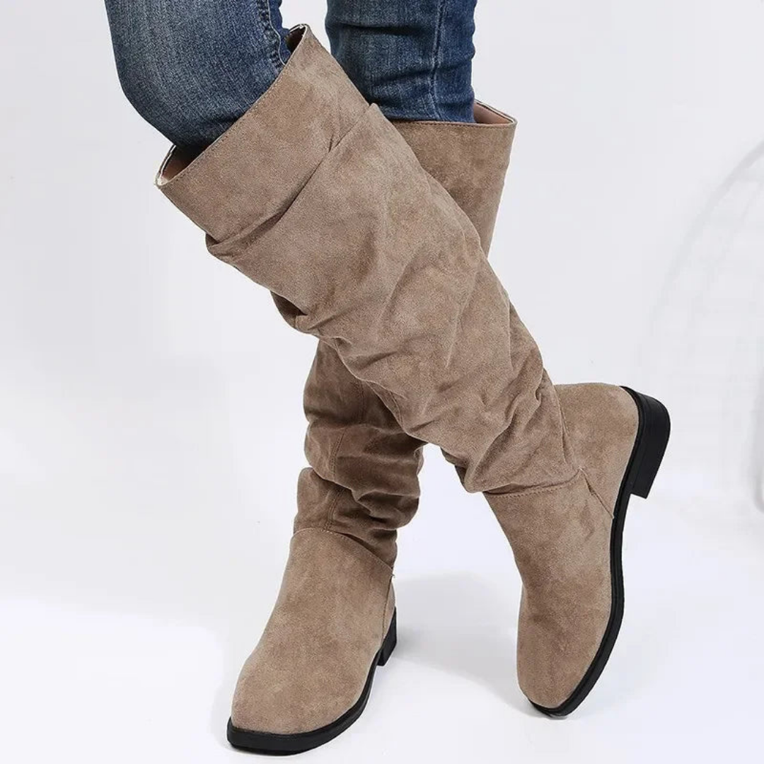 Bequeme Stiefel Kniehoch Dicker Absatz