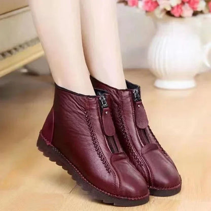 Damen Leder Stiefel Rutschfest Schmal