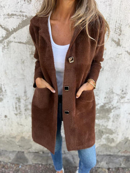Lange Damenjacke Modern Knöpfe
