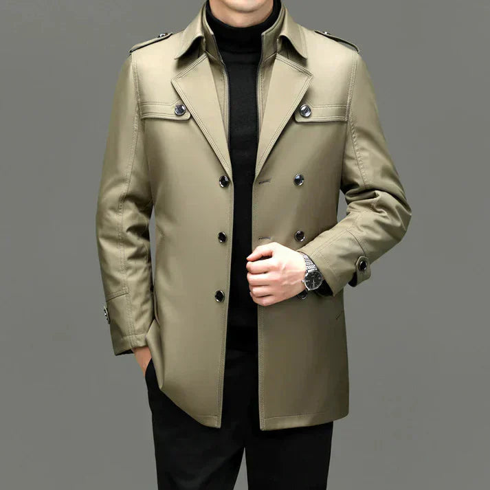 Herren Trenchcoat Elegant Lang Mantel - IdealeKleiden