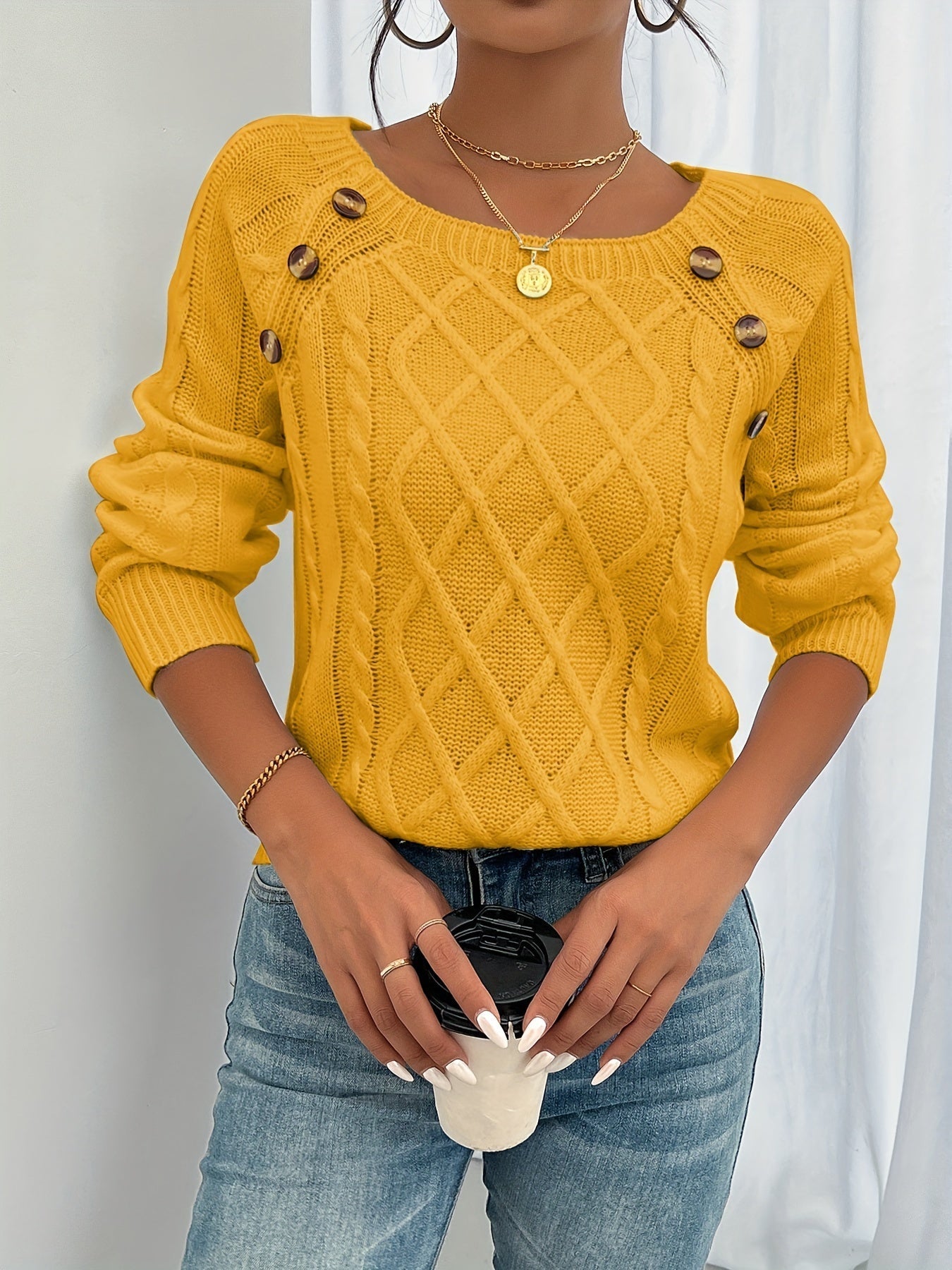 Bequemer Pullover Damen Top Rundhals