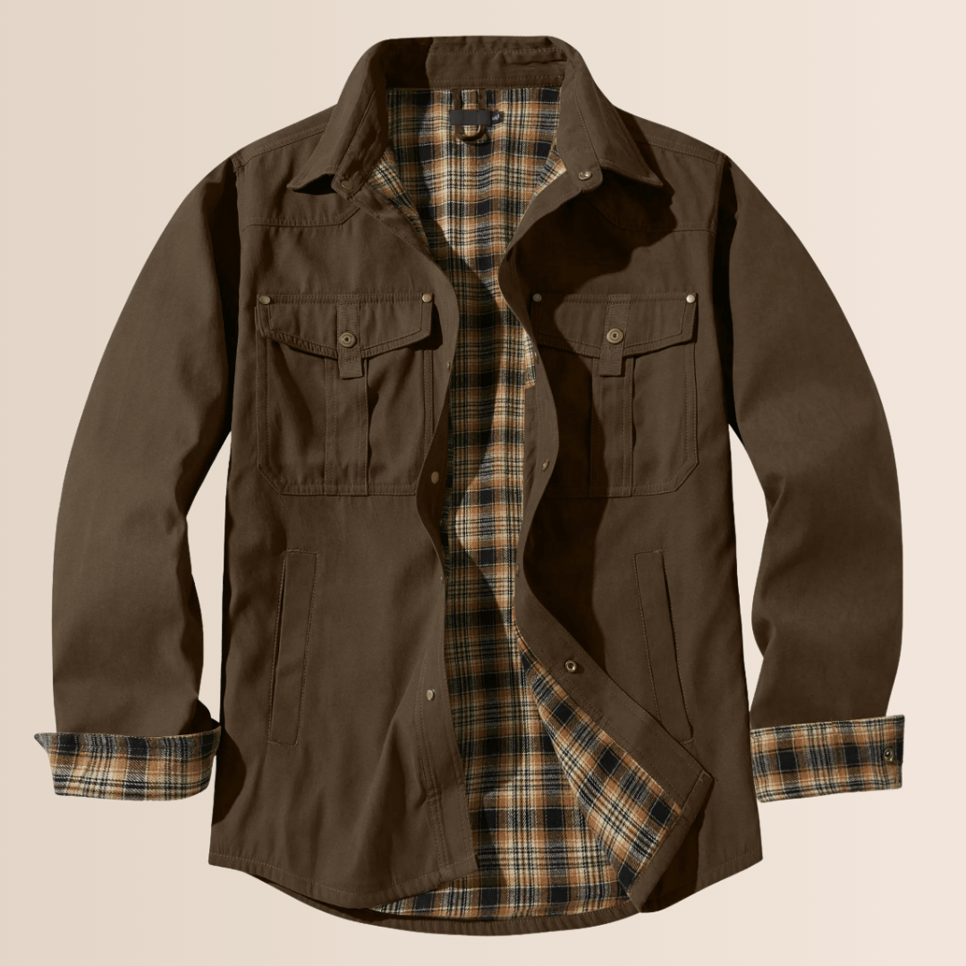 Herren Wintermantel Flanell Karo Optik