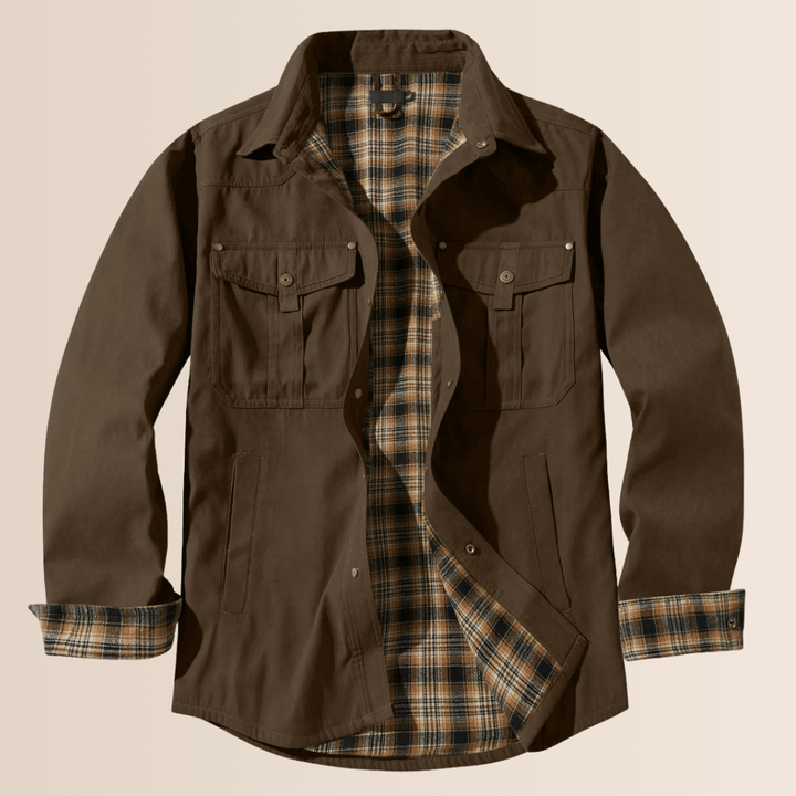 Herren Wintermantel Flanell Karo Optik