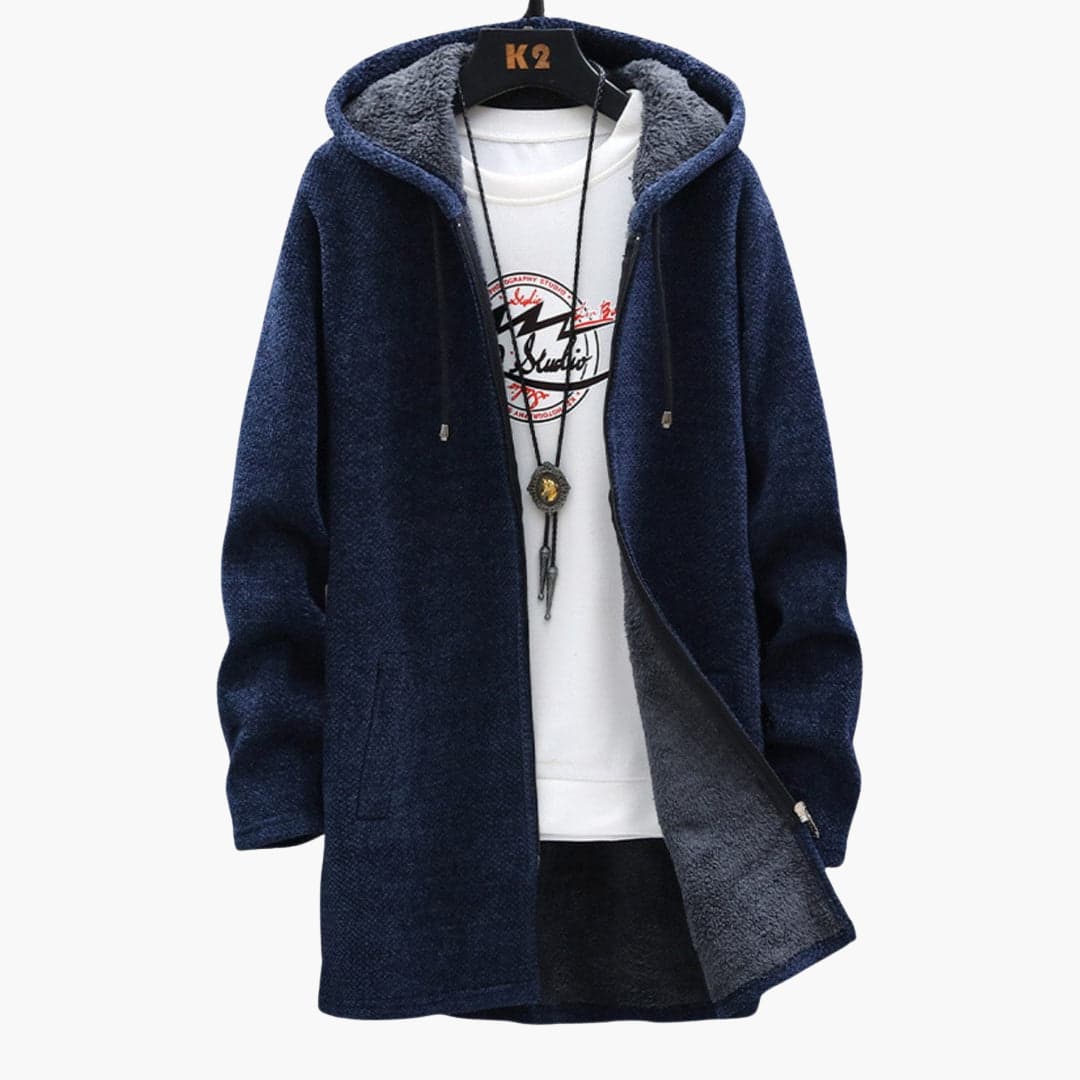 Lange Fleecejacke Damen Kapuze Weich Bequem