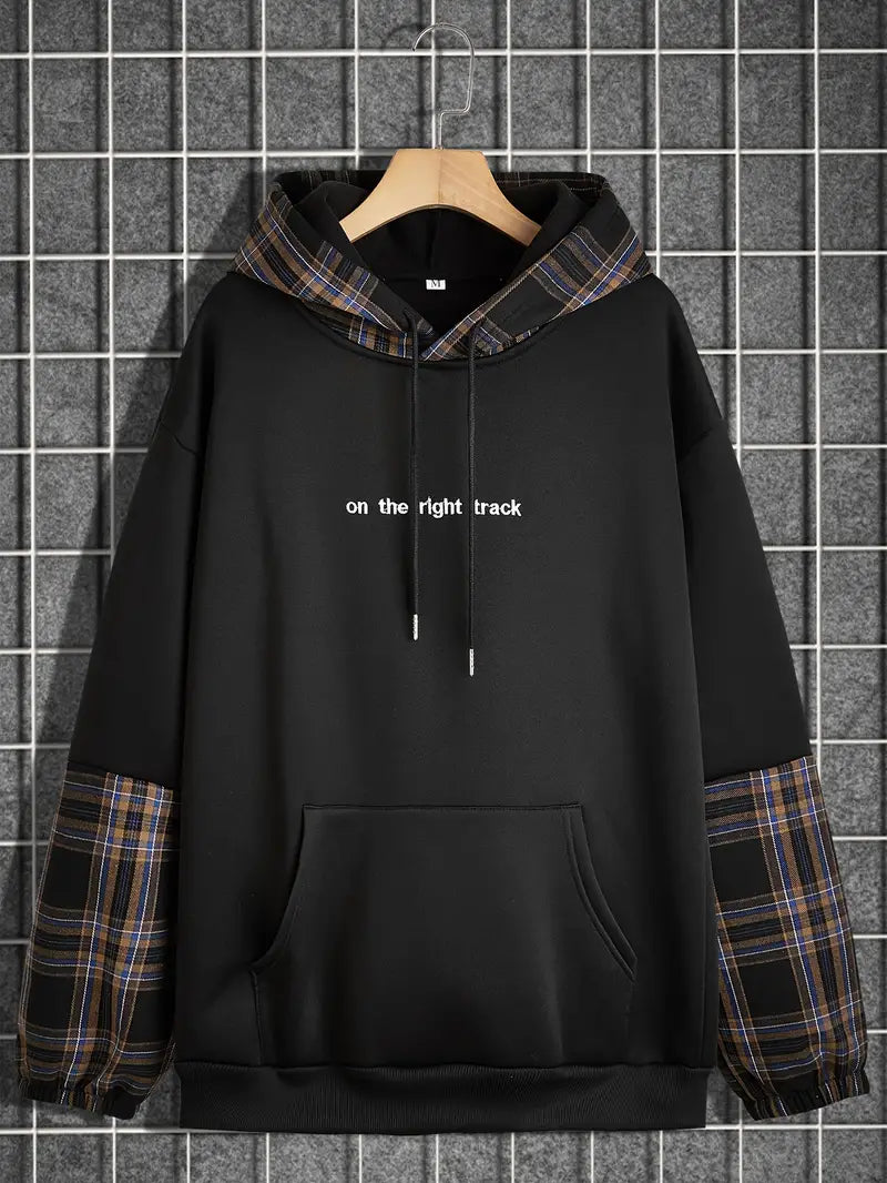 Herren Kapuzenpullover Karo Arm Modern Design - IdealeKleiden