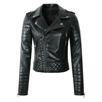 Damen Lederjacke Biker Style Steppung