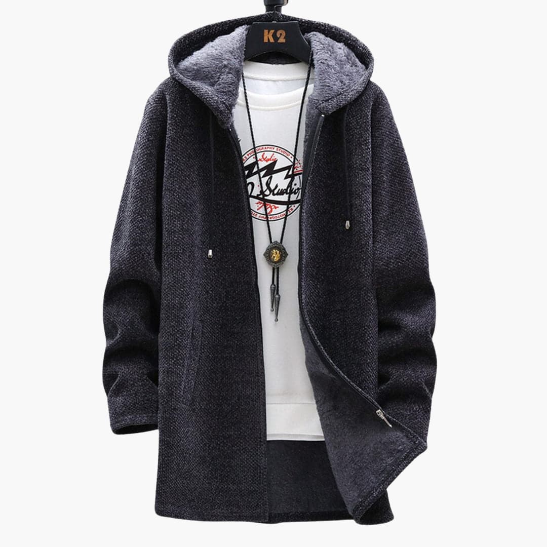 Lange Fleecejacke Damen Kapuze Weich Bequem