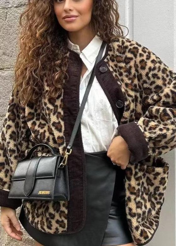 Leopardenmuster Jacke Damen Elegant