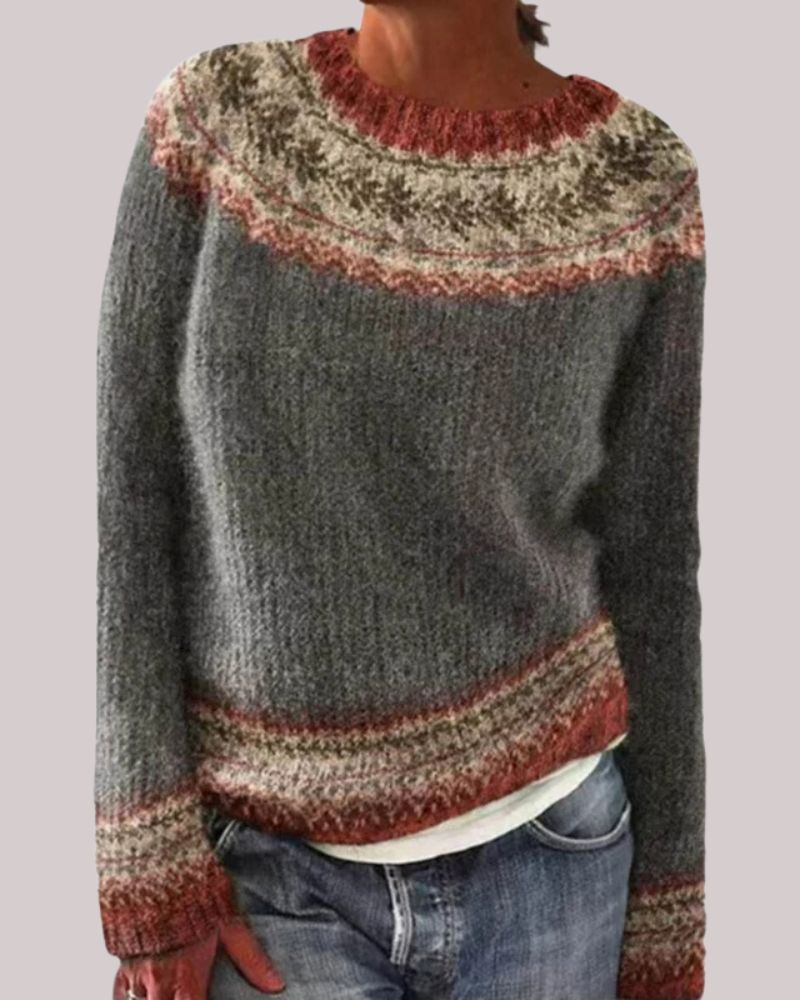 Retro Sweater Damen Weich Gemütlich - IdealeKleiden