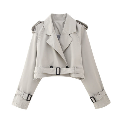 Eleganter Trenchcoat Damen Kurz Modern Gürtel