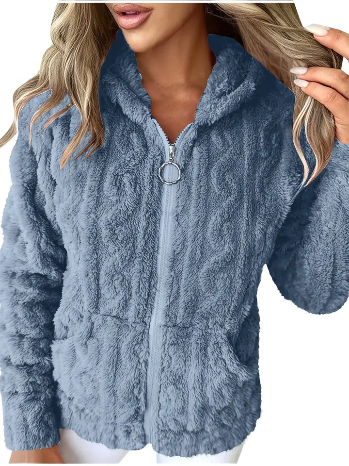 Klassischer Langarm Pullover mit Kapuze und Reißverschluss