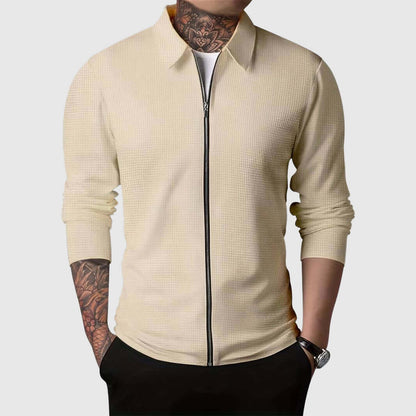 Herren Waffelstrick Jacke Warm Zip Up