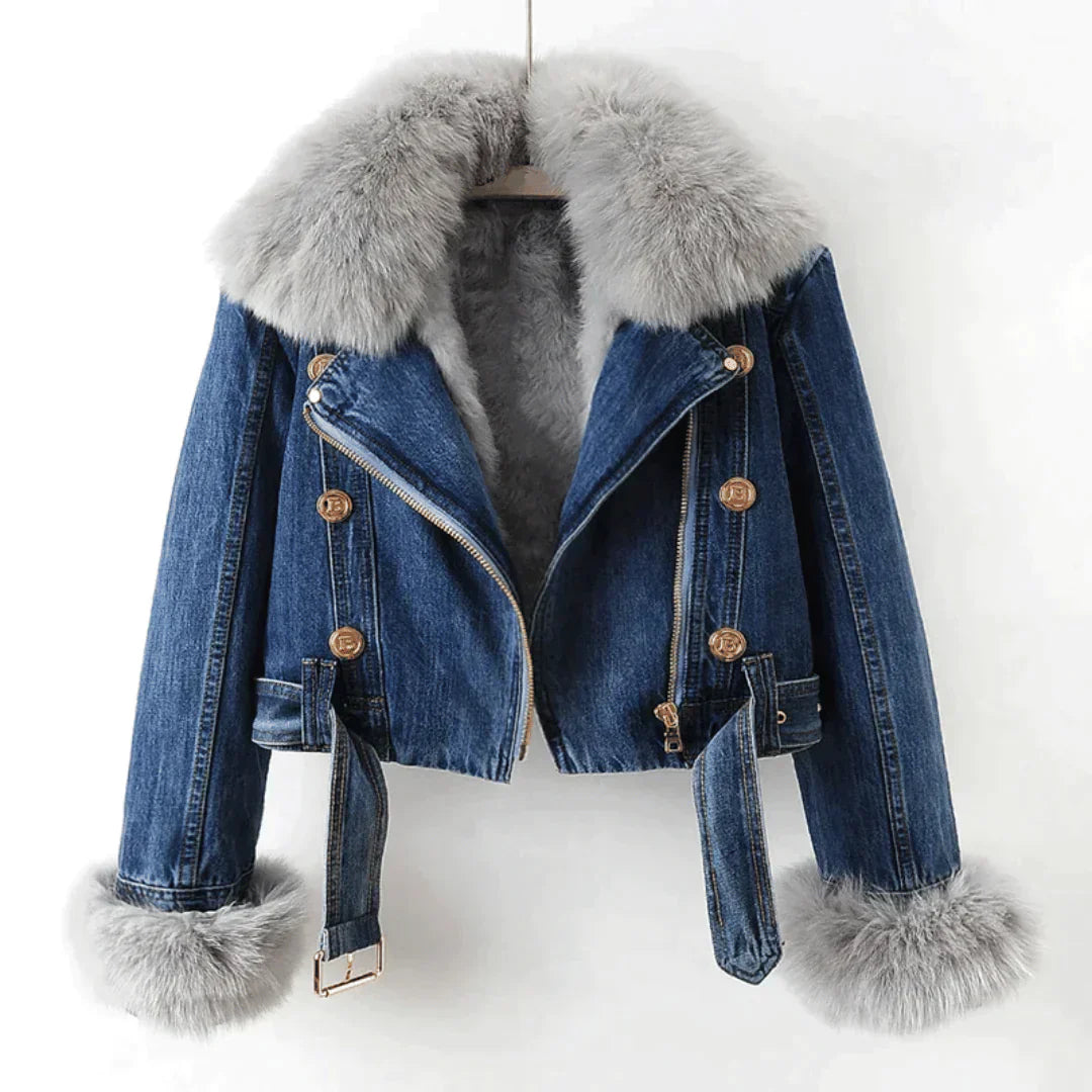 Elegante Damenkleidung Denim &amp; Pelz