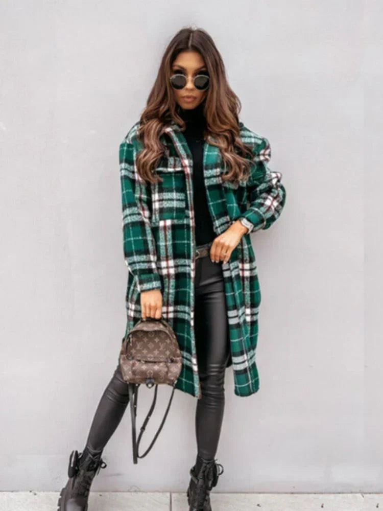 Herrenjacke Lang Kariert Modern