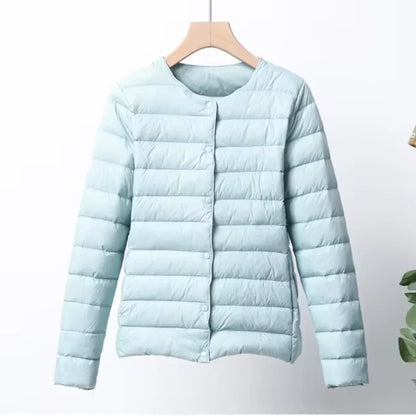 Leichte Daunenjacke Slim Fit Knopfverschluss Hüftlang