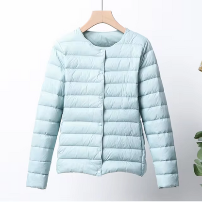 Daunenjacke Damen Slim Fit Leicht Wattierte Kapuzelessen Kurzjacke