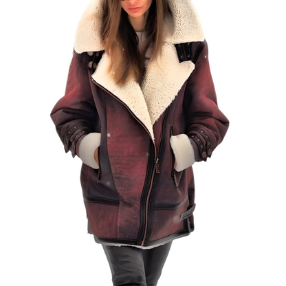 Elegante Lederjacke Damen Soft Innenfutter