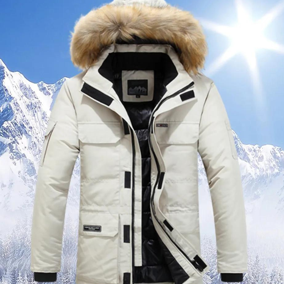 Herren Parka Winterjacke mit Pelz Kragen