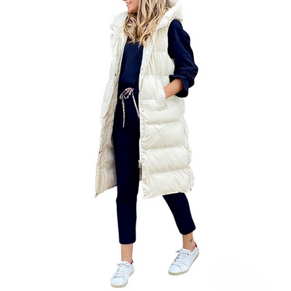 Damen Wintermantel Lang Ärmellos Stylish
