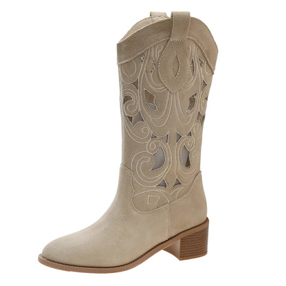 Stylische Westernstiefel aus Wildleder mit Ausschnitten