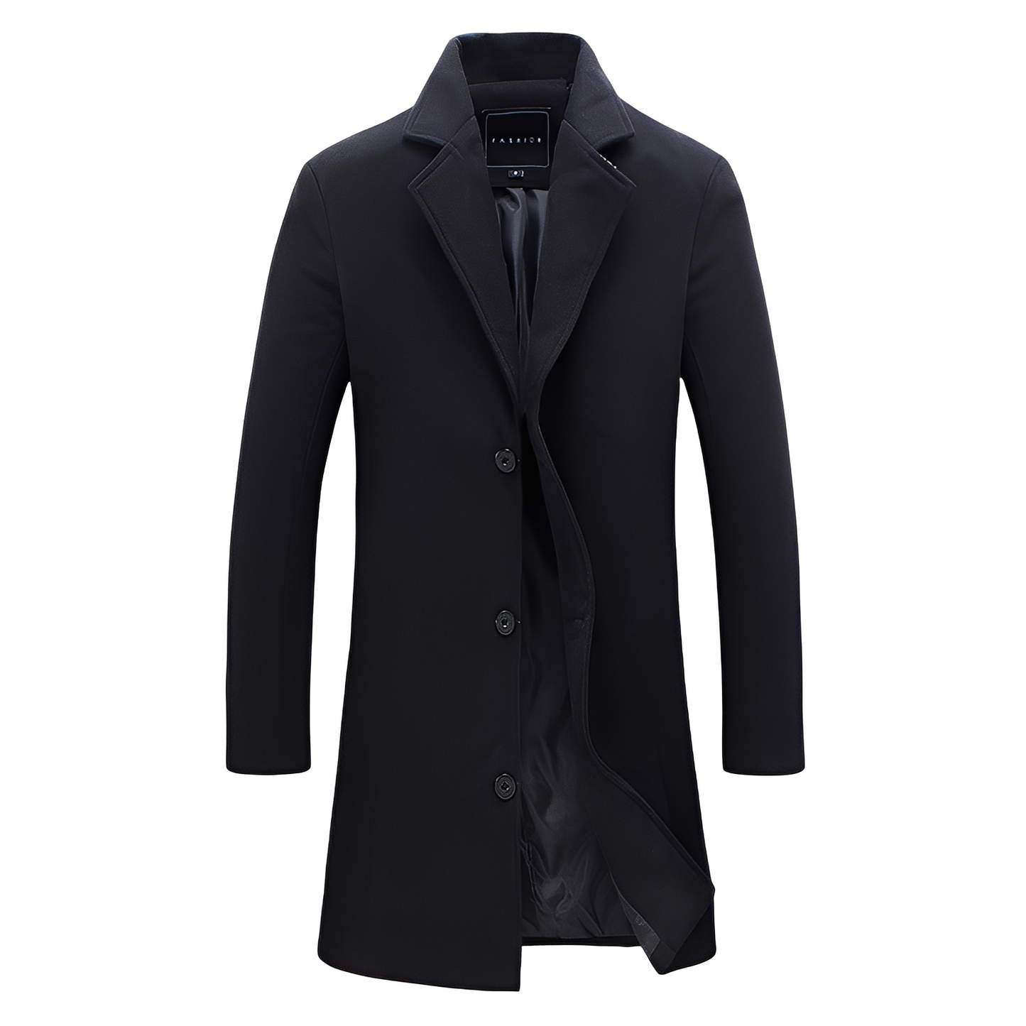 Eleganter Herren Wintermantel Wolle Schwarz